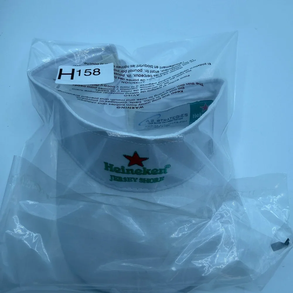 Heineken Visor Hat Mens White Jersey Shore Beer Promo Ripstop Adjustable 90s Y2K
